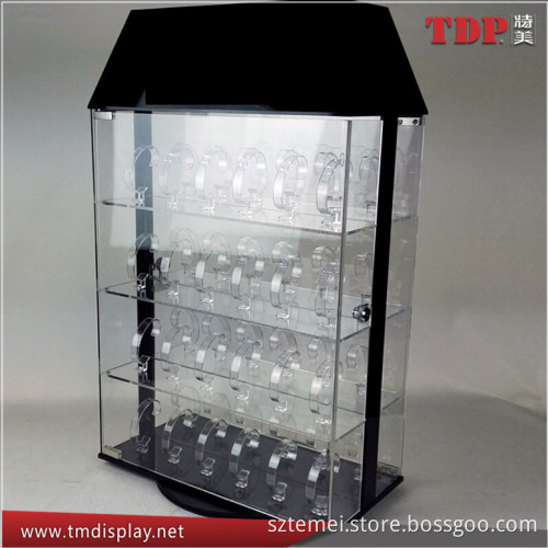 2016 Wholesale Floor Standing Rotating Clear Acrylic Watches Display Cabinet